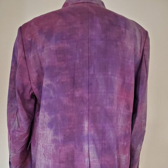 Hand painted tie dyed purple pink black gray blue suit blazer unisex XL XXL 48 - Picture 8 of 10